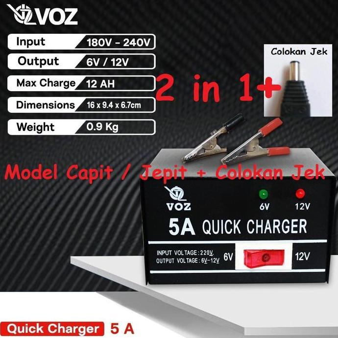 Mehose- Charger Aki Mobil Dan Motor Mainan Anak Anak Charger Baterai 6V & 12V