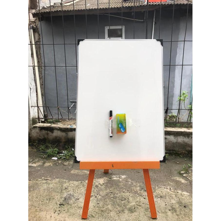 1 Set Whiteboard Standing 50x70 cm - Stand / Penyangga Papan Tulis Free Spidol Penghapus HS