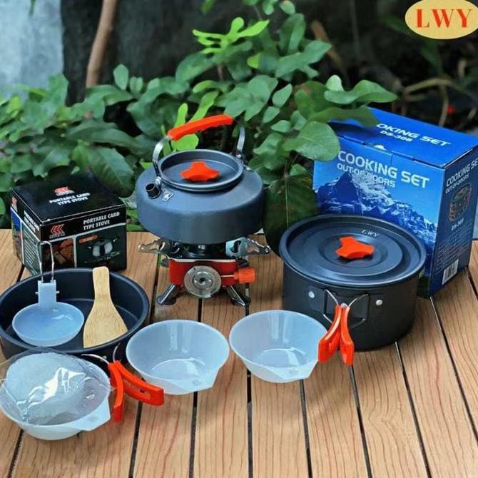 Paket Hemat Camping LWY - Cooking Set DS-308 + Kompor Portable Kovar Lengkap