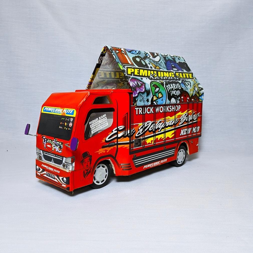 Miniatur truk oleng TRENDING TOPIC full lampu dan terpal Terbaru