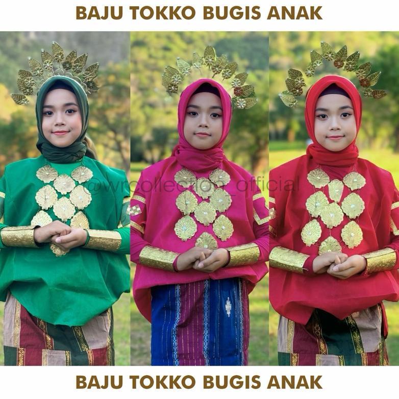 Best Seller Set Baju Bodo Tokko Anak Adat Bugis Makassar/ Baju Bugis Tari / Bugis Karnaval