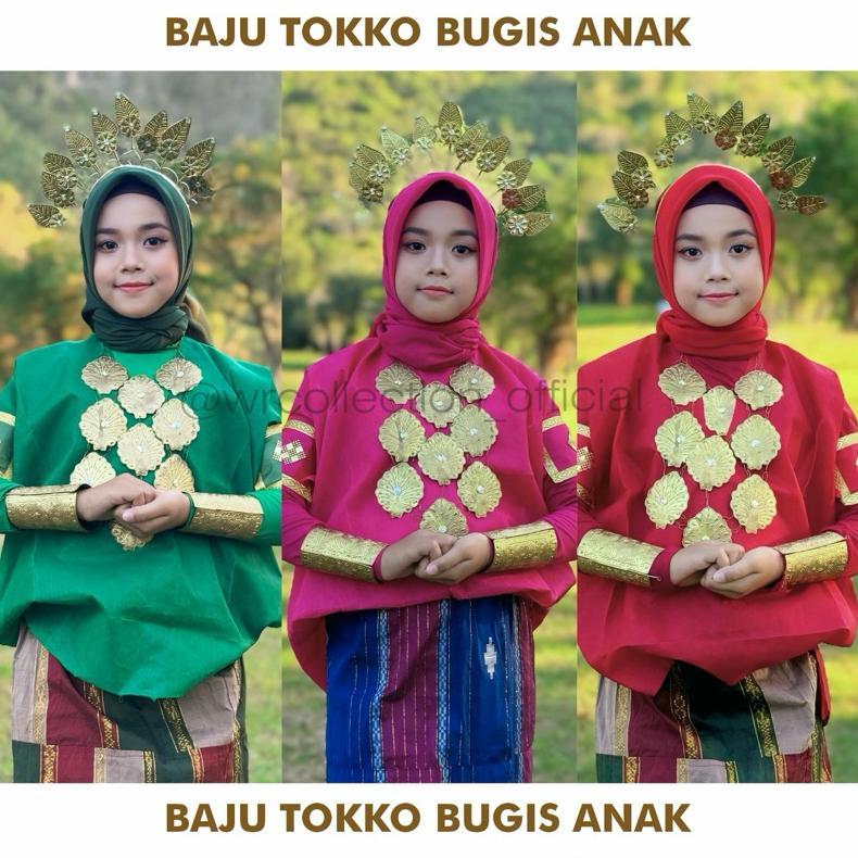Diskon Set Baju Bodo Tokko Anak Adat Bugis Makassar/ Baju Bugis Tari / Bugis Karnaval