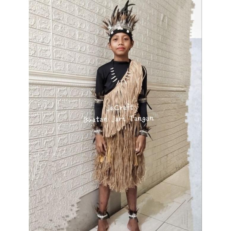 Diskon Satu Set Kostum Adat Pedalaman Papua Tari Dan Karnaval  Mahkota Ikat Kepala Bulu Set Rok Abt