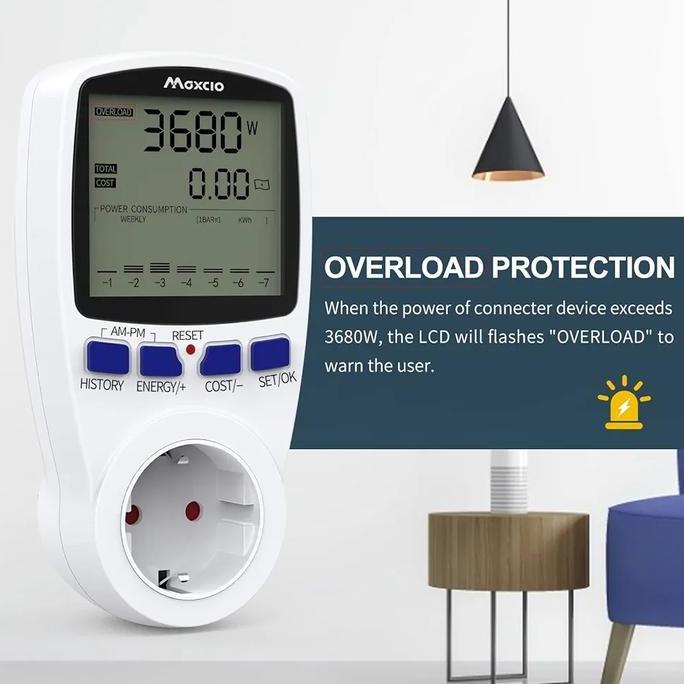 YOTUDO Socket Pengukur Energi Wattmeter Ganda Maxcio