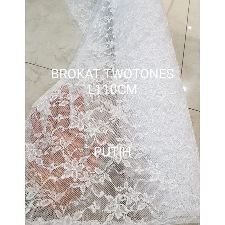 Limited Brokat Two Tones Putih / Brokat Two Tones Hitam Brokat Two Tones Oranye Lebar Kain 115Cm Har