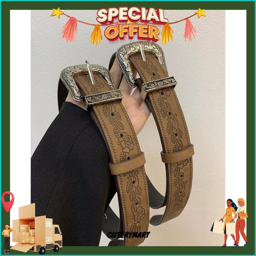 Belt Vintage Amerika Ikat Pinggang Wanita Fahsion Tahan Lama Sabuk Pinggang Lebar Kulit Pu Sabuk Wan