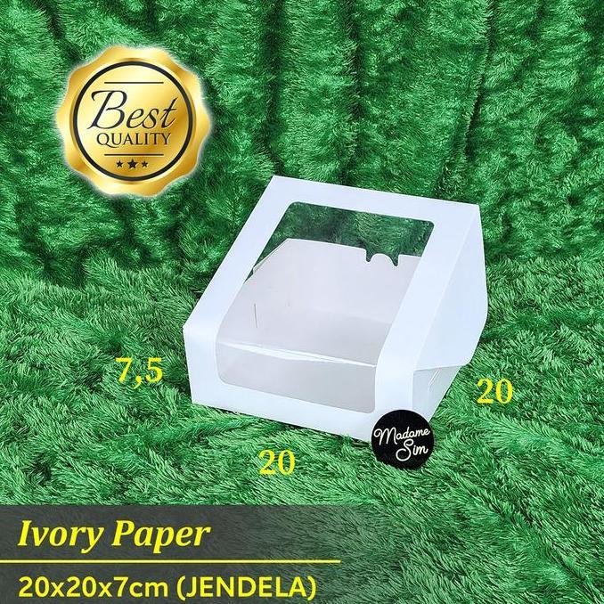 NEW BOX IVORY - KOTAK NASI - DUS KUE - KOTAK CAKE 20X20X7 (JENDELA) ORI
