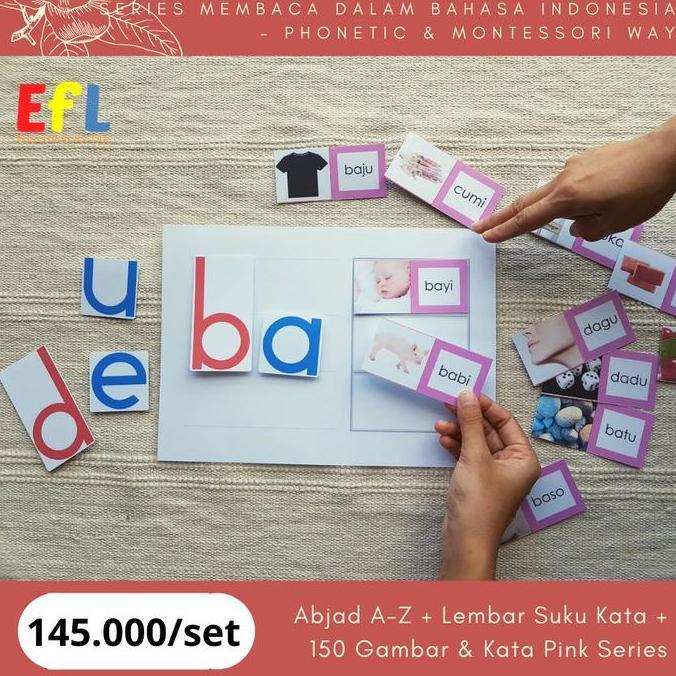 NEW MONTESSORI ABJAD A-Z - FLASH CARDS - LEMBAR SUKU KATA + 150 KATA ORI