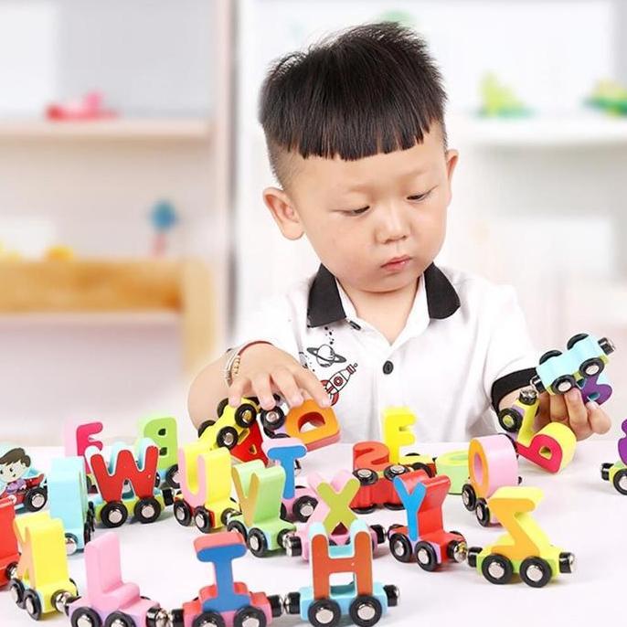 NEW MAINAN EDUKASI 27PCS/SET MAGNETIC ALPHABET CARS ORI