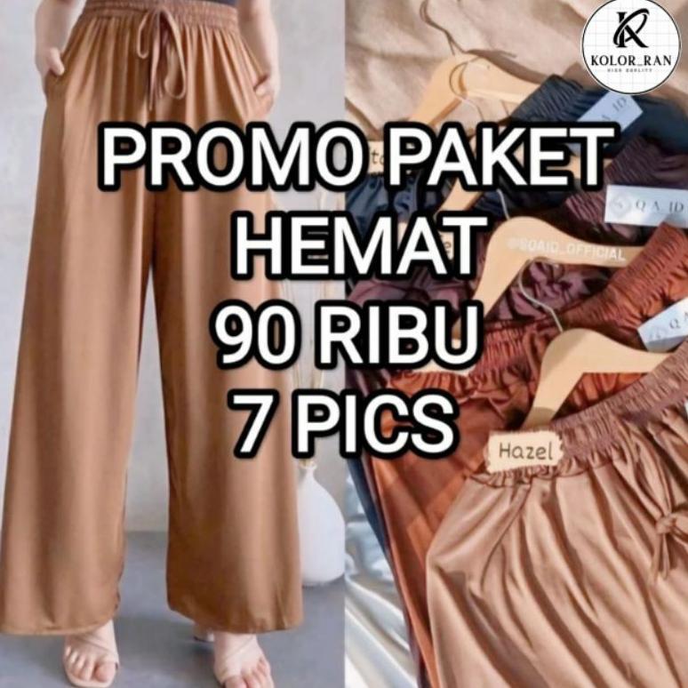 Paket Hemat 8 Pcs Celana Kulot Uniqlo Wanita Bahan Hyget Super Premium Tali Serut Produk Berkualitas