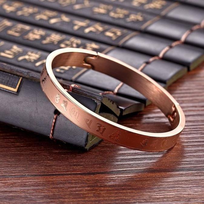 Youboy- Gelang Tulisan China Gold / Gelang Pria Desain Tulisan China Mewah Elegan / Gold Plated Bang