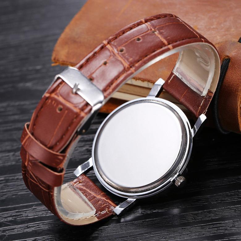 STOK TIPIS Jam Tangan Pria Kuarsa Dial Skala Romawi Tali Kulit Jam Tangan Pria Premium