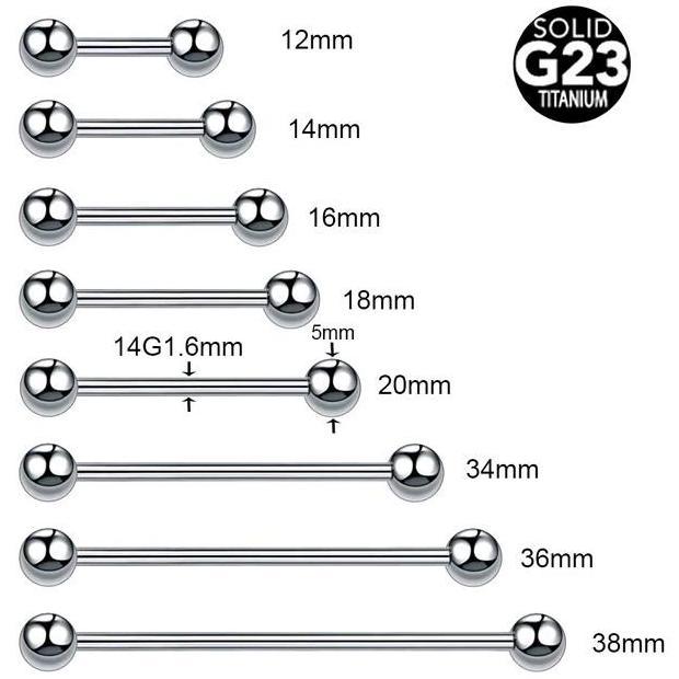 Youboy- 1 Pcs Piercing Industrial Lidah Lobe Piercing Stainless Stell 316 Titanium ( Industrial Polo