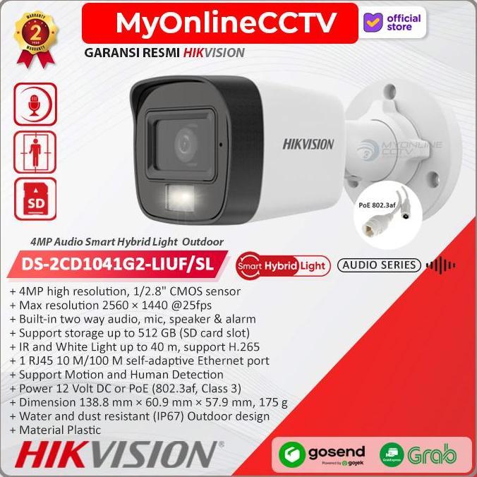 DS-2CD1041G2-LIUF/SL Hikvision 4MP Smart Hybrid Light Two Way Audio Flash Sirine Alarm IP Camera POE