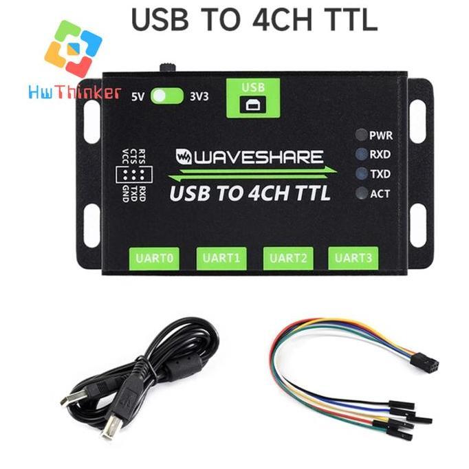 BEBAS ONGKIR - Waveshare Industrial Converter USB TO 4CH 4 Channel 4 CH TTL UART Multiple Serial Por