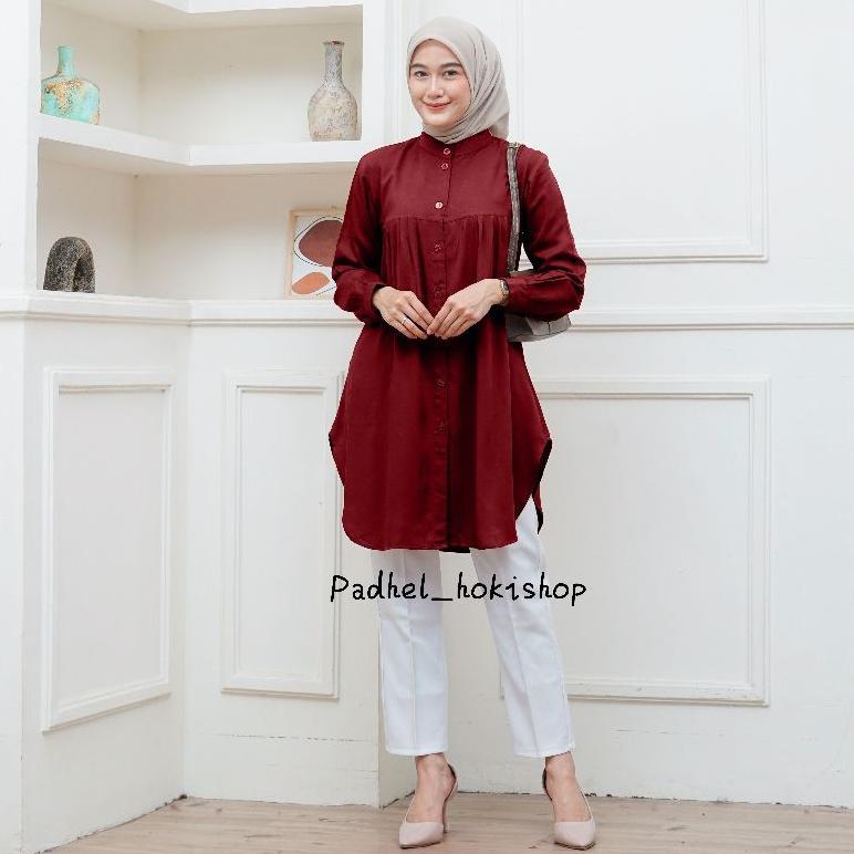 RECOMMENDED Aluna Tunik / Baju Atasan Wanita Muslim Tunic basic polos rayon twill premium Tunik puti
