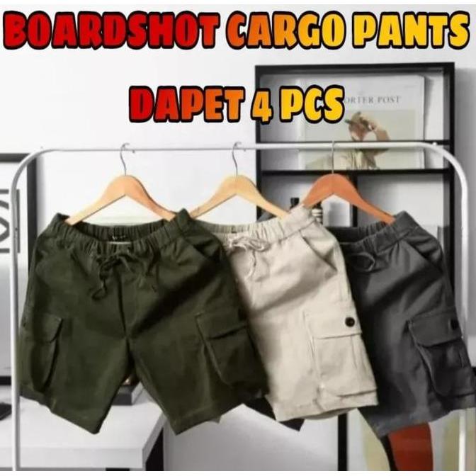 Promo Hemat 4 Pcs Celana Boardshot Cargo Pendek Pria//Celana Pendek Pria Terbaru//Celana Distro Terl