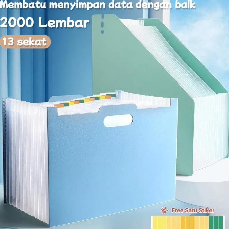 Standing File A4 FREE STIKER Tas Dokumen File Keeper 13 Sekat ATK File Folder Document Bag Expanding