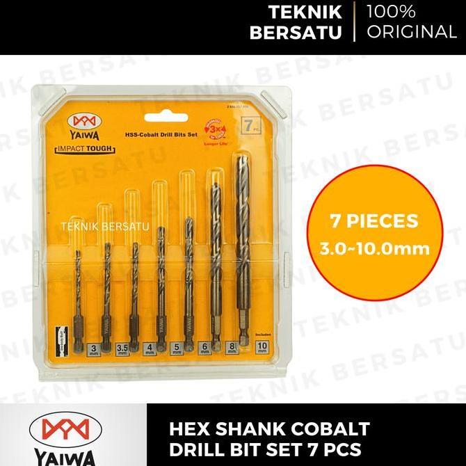 TERLARIS YAIWA HSS-COBALT DRILL BITS SET / MATA BOR COBALT 7 PIECES HEX-SHANK