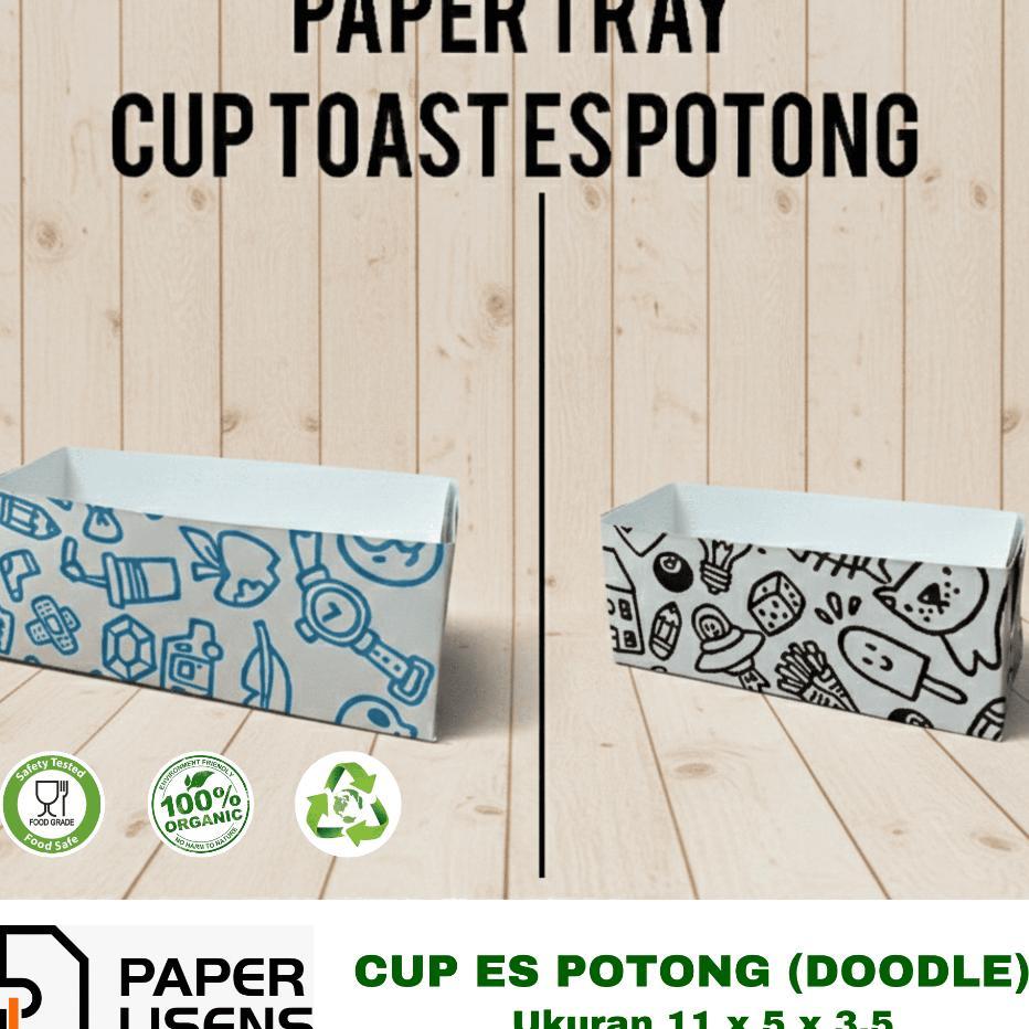 (100 Pcs) Kotak Es Potong Roti (Besar) Motif Doodle/Wadah Es Potong/ Kotak Es Cream Singapura