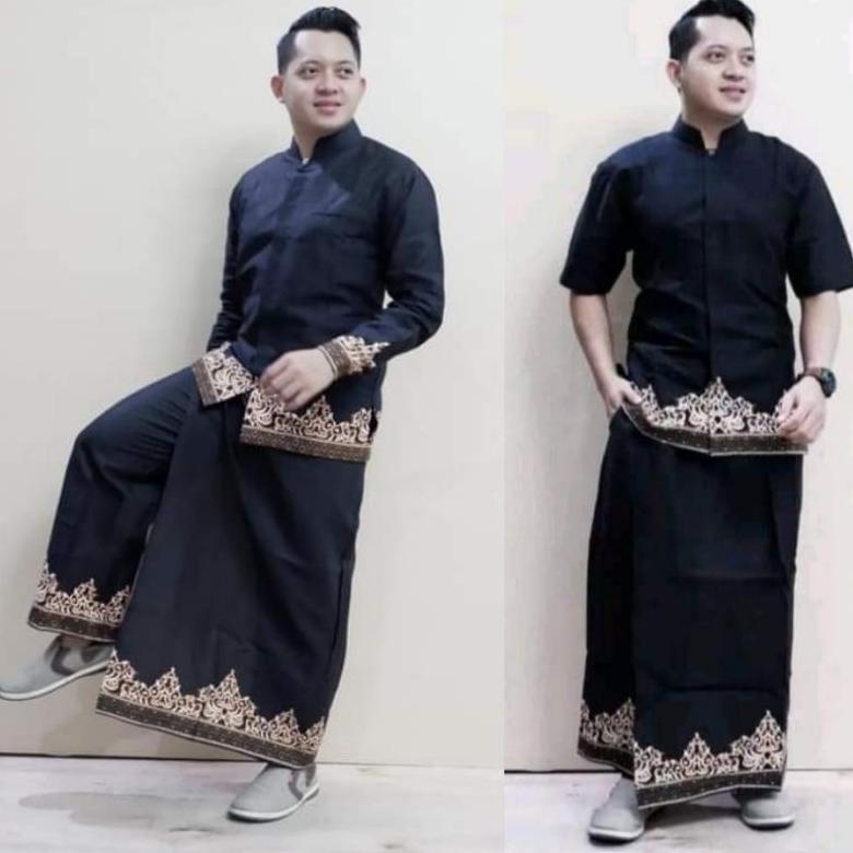 CUCI GUDANG BAJU KOKO DEWASA SETELAN SARUNG CELANA KEMEJA BATIK PRIA KOKO HITAM LENGAN PANJANG DAN P