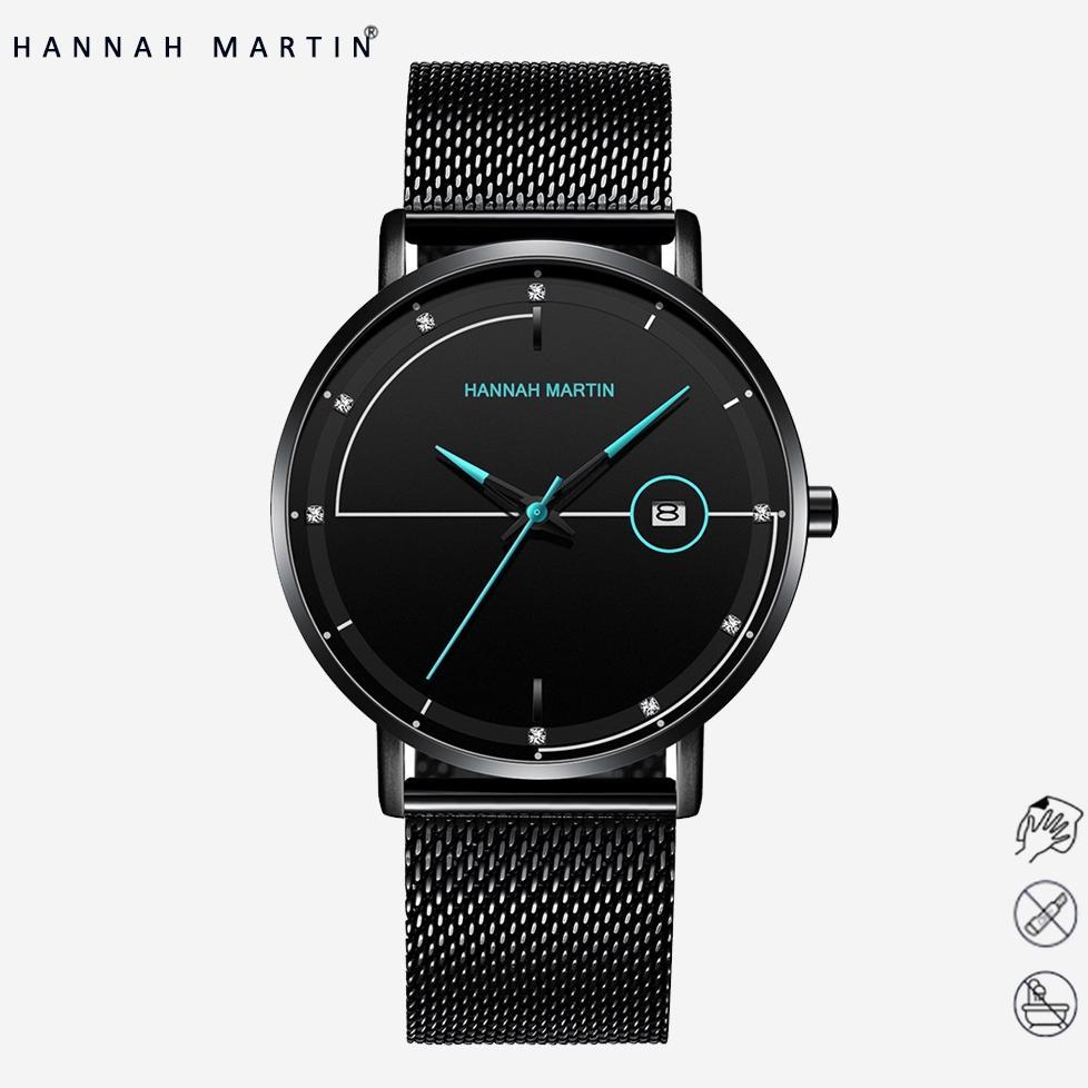 STOK TIPIS HANNAH MARTIN Jam Tangan Pria Sangat tipis 100% Original Korea Fashion Cowok anti air Qua