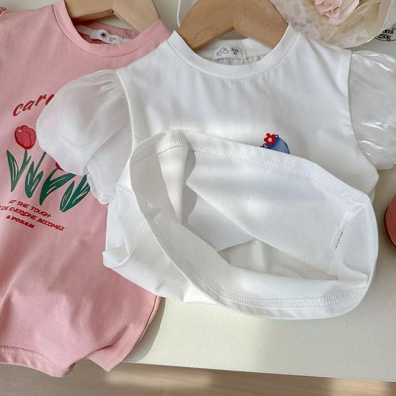 STOK TIPIS Kaos katun anak perempuan Korea berusia 2-10 tahun