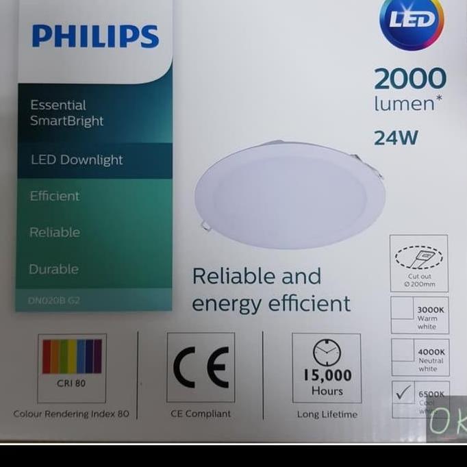 Lampu Downlight Panel Led Philips 24W Dn020B 8"