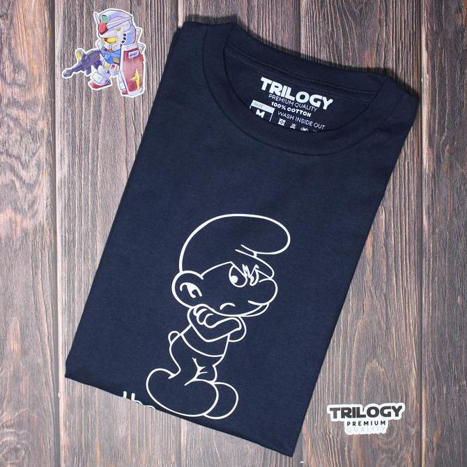 Kaos Premium Brand TRILOGY Cartoon Grumpy Smurf Tshirt