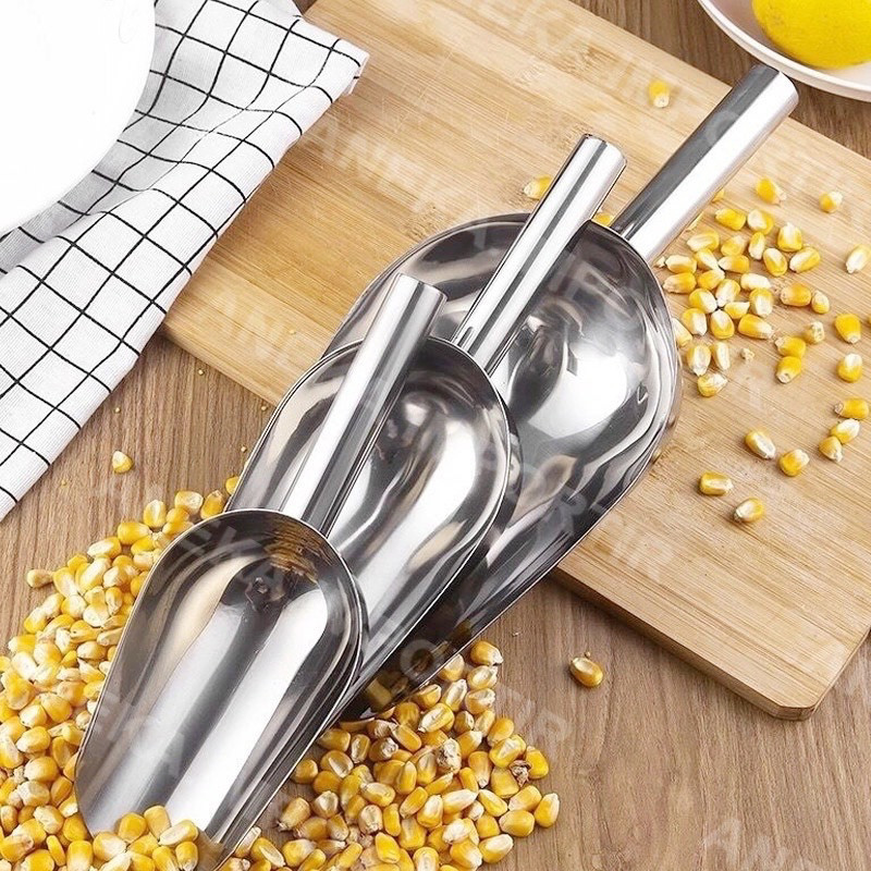 Sekop Es Batu Stainless Tebal Anti Karat / Sendok Sekop Tepung Beras Gula Biji Kopi Stainless Stell 