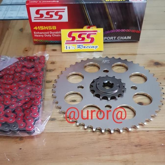 GEAR SET SSS CBR 150 R / CB 150 R / SONIC & RANTAI SSS 415 HSB RED