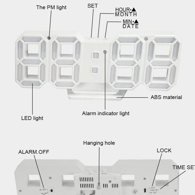 Decor- Jam Meja Led Digital 3D Clock Jam Dinding Tembok
