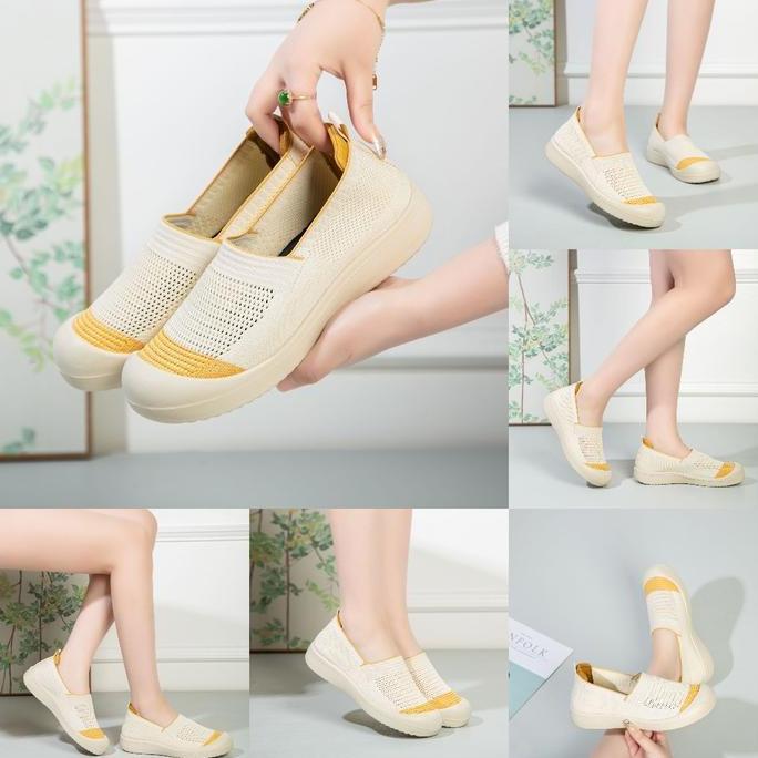 Coline Cn-018 Sepatu Flat Wanita / Sepatu Slip On Wanita / Sepatu Casual Wanita Bahan Rajut Premium 