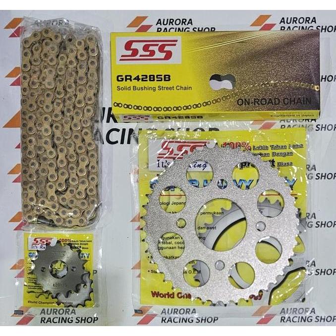 Gear Set SSS 428 Sonic 150 R & Rantai SSS 428 SB Gold