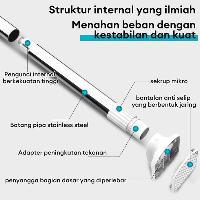 Essen- Tiang Jemuran Baju Gantungan/Tiang Hordeng Fleksibel Tiang/Tiang Pipa Kamar Mandi/Tiang Gorde