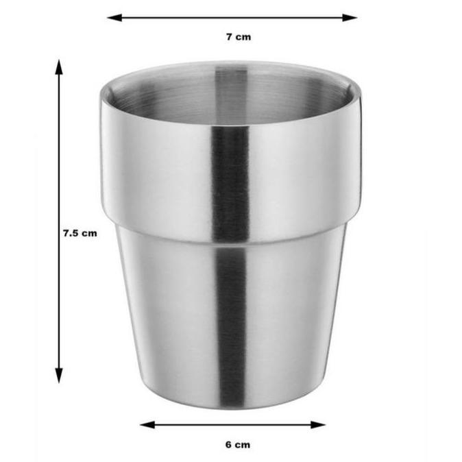 Essen- Gelas Stainless 2 Lapis 7 Cm Gelas Korea