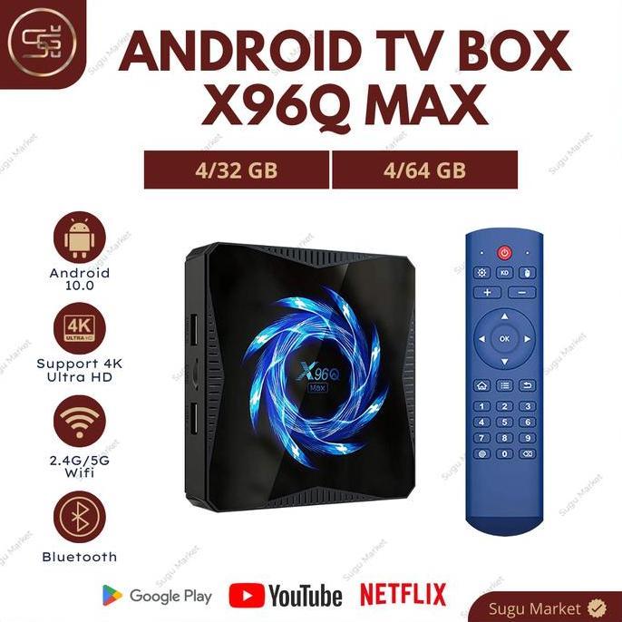 TERLARIS X96Q MAX SMART TV BOX ANDROID 10 4GB + 64GB MIRACAST AILAY BT5.0