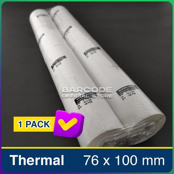 Lengkapdisini- 1 Slop Kertas Stiker Label Thermal Printer Bluetooth 80Mm 76 X 100 Mm