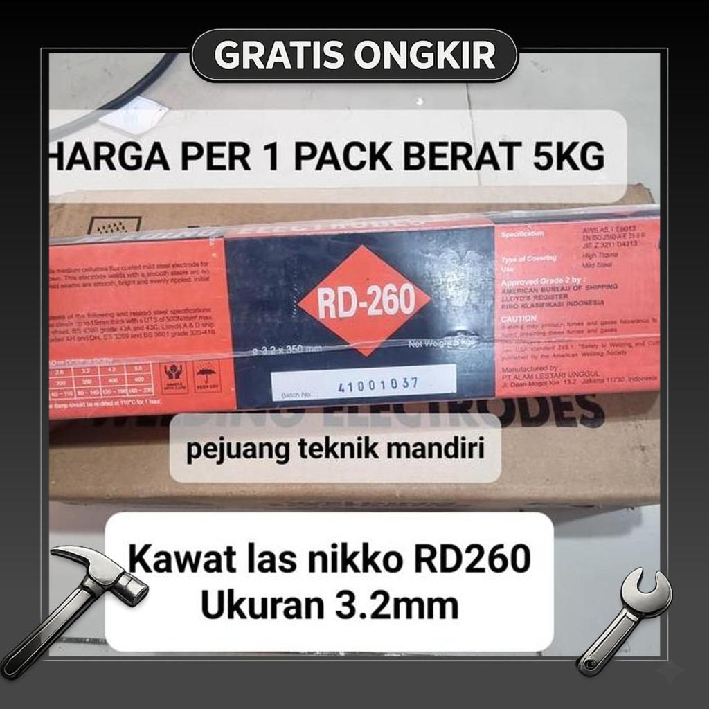 Kawat Las Nikko Steel Rd-260 3.2Mm / Kawat Las Besi Nikko 3.2 Mm