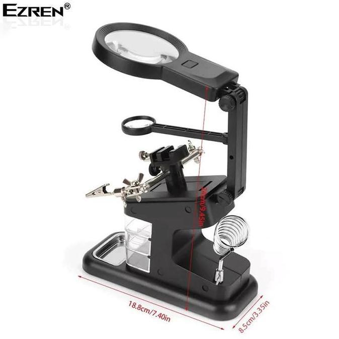 Tulisatk- Ezren Te-803 Kaca Dudukan Stasiun Magnifier Led Lht Clamp