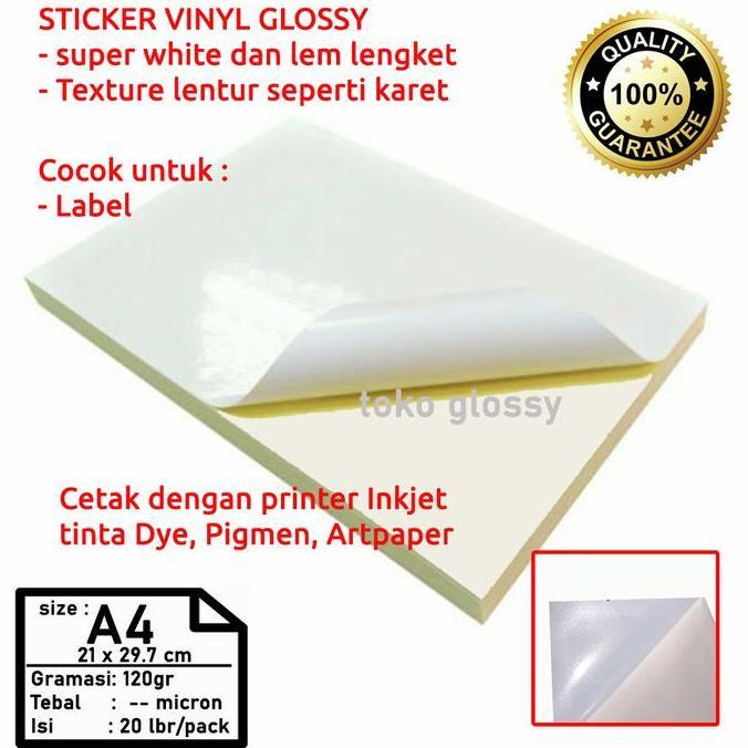 Terjaminmutu- Sticker Vinyl Glossy A4 (Pvc Vinil)