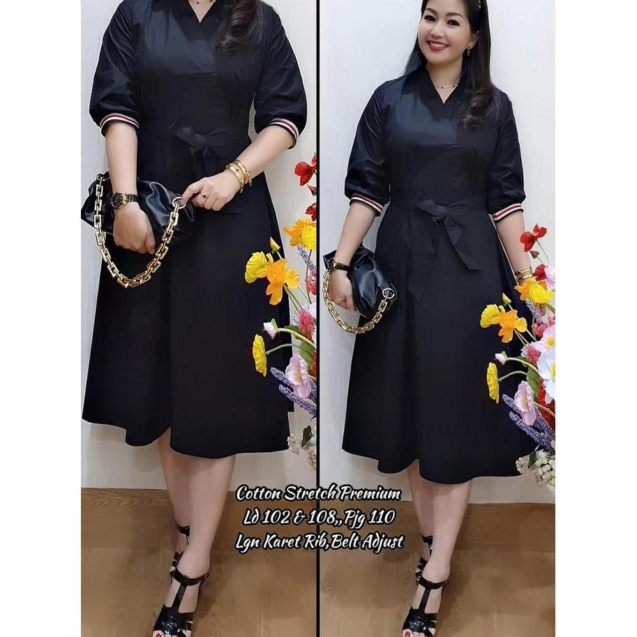 UPFRADE STYLE  Dress Katun Vneck - Dress Korea - Gaun Casual - Gaun Putih UPFRADE STYLE 