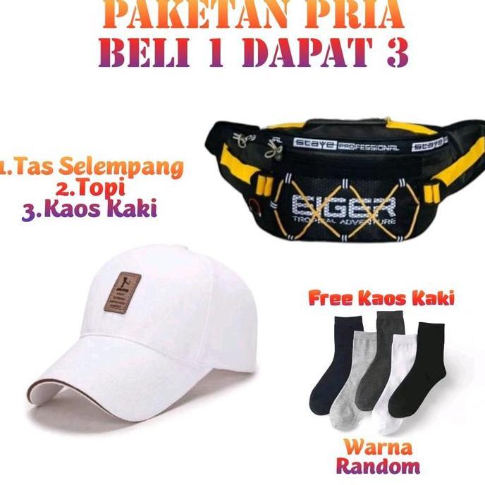 Tas Selempang Minimalis Paket Hemat Tas Selempang Tas Waistbag Topi Distro Gratis Kaos Kaki Pinggang