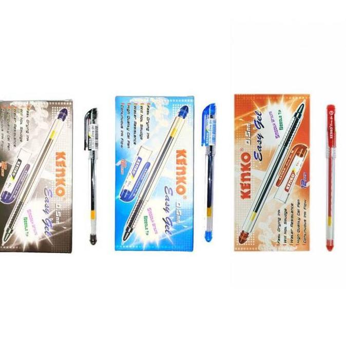 Tulisatk- Pulpen Kenko Easy Gel 0.5Mm 1 Lusin/1 Pulpen