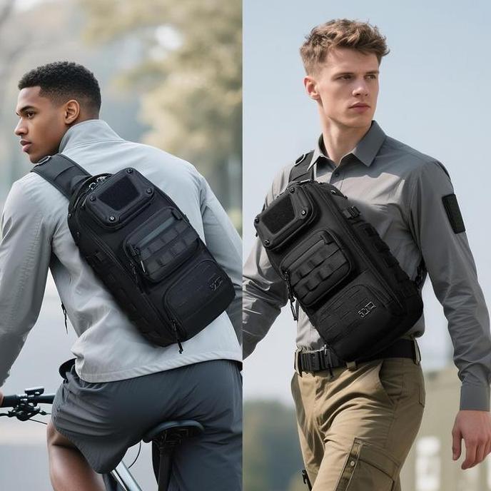 Tas Selempang Minimalis Ozuko Armor Sling Bag #9912 - Tas Bahu Pria Anti Air Tactical Molle System T