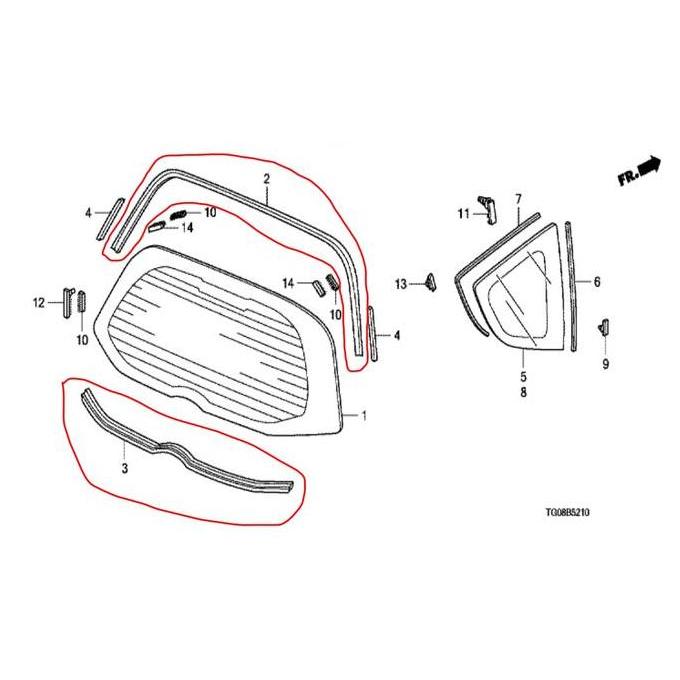 Karet Kaca Bagasi Jazz GE8 2008-2013 Original