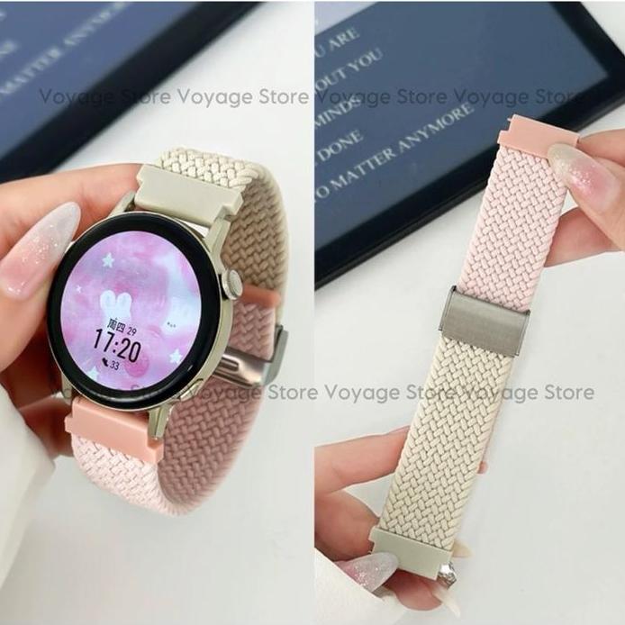 Nylon dual tone strap elastis cocok untuk jam tangan Samsung Galaxy Watch classic 3 4 5 6 7 PRO clas