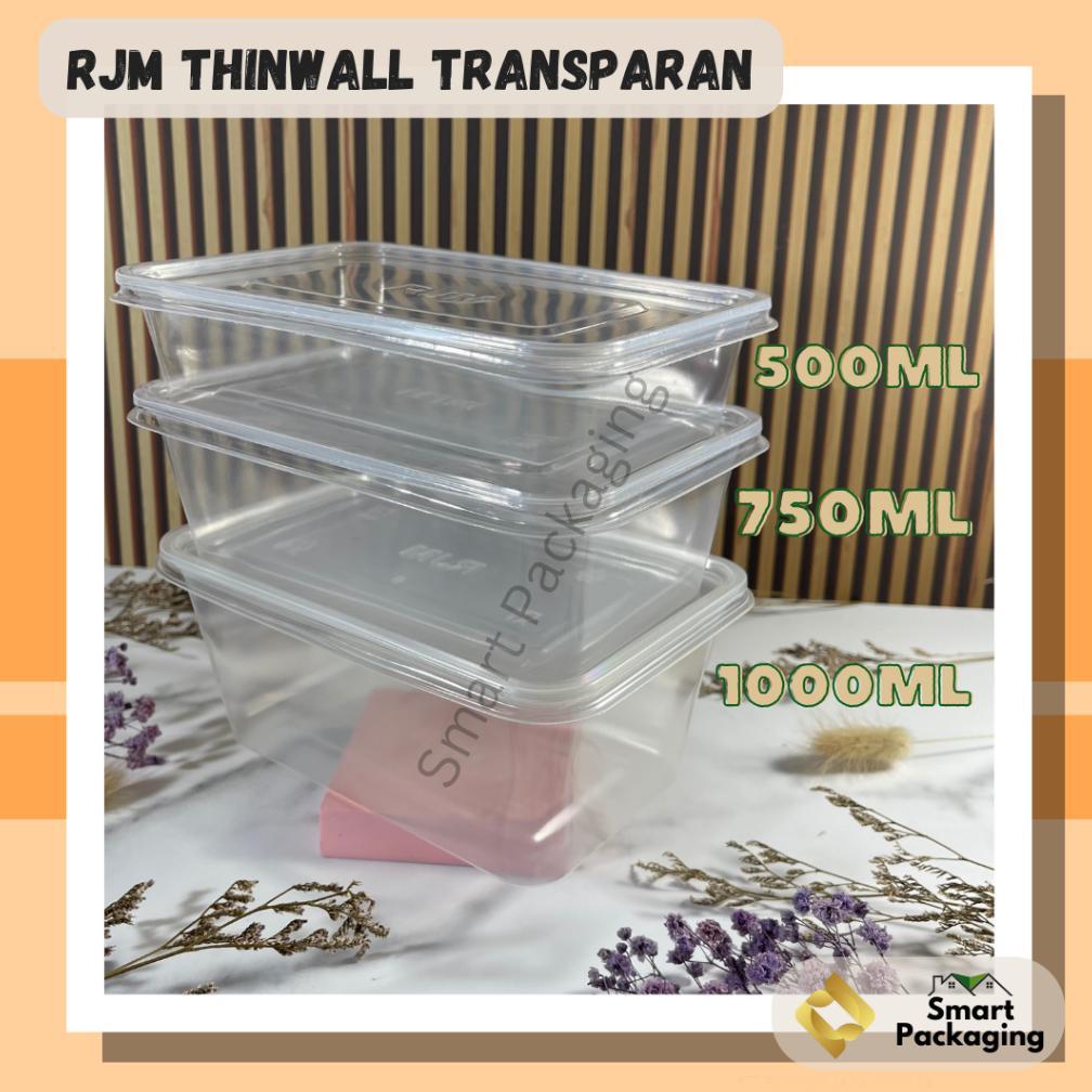 [Isi 25 Pcs] Rjm Thinwall Food Container Trans 500Ml 750Ml 1000Ml / Tempat Makan Plastik / Wadah Bek