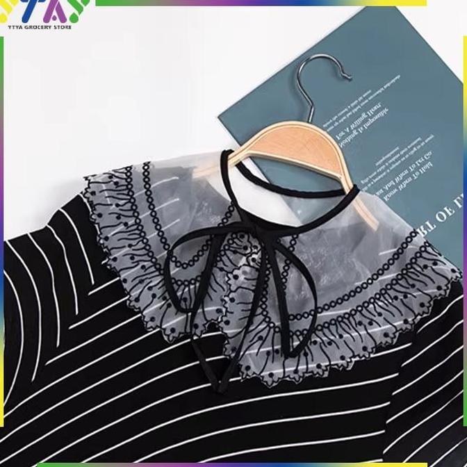 ZHURATMI Fake Collar Korean Style Kerah Bordir lace Kerah Palsu Instan Wanita Aksesoris Fashion Kera