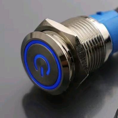 Saklar  On Off Led Blue Stainless 19 Mm /  Push Button Waterproof Switch On Off 19 Mm / Saklar Butto